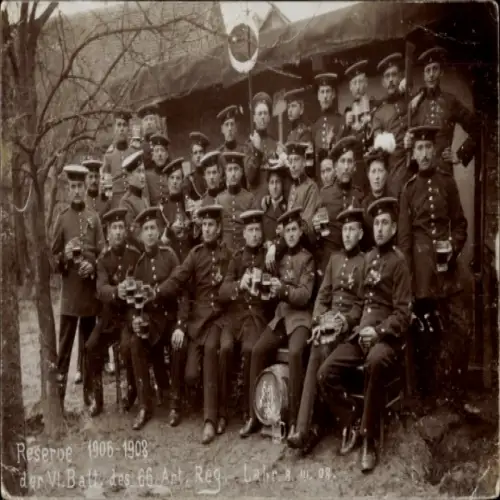 Foto Ak Lahr in Baden Schwarzwald, Reserbe 1906-1908, VI. Batt. 66. Art. Regt.