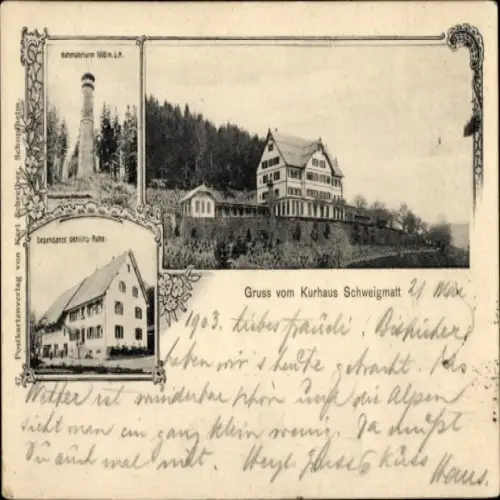 Ak Schweigmatt Raitbach Schopfheim in Baden, Kurhaus  Mahmohrturm, Schwarzwald, nverlag von Karl 