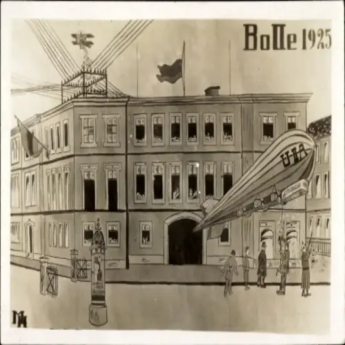 Künstler Ak Karlsruhe in Baden, Bolle 1925, Luftschiff, Auf nach Beiertheim