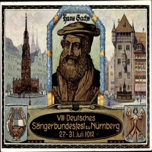Ak Nürnberg in Mittelfranken, Hans Sachs, Sängerbundesfest, 1912, Nürnberg