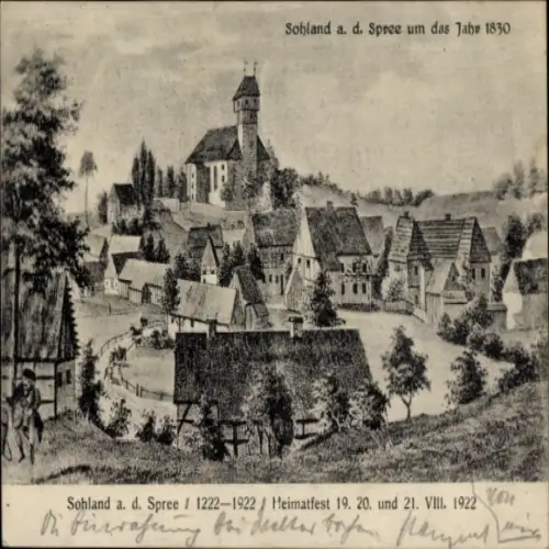 Ak Sohland an der Spree Lausitz, Ansicht von  Jahr 1830, Heimatfest 1922