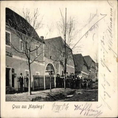 Ak Maxberg Mörnsheim in Oberbayern, Teilansicht, Anwohner