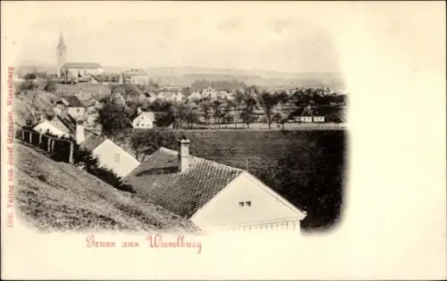 Ak Wieselburg an der Erlauf Niederösterreich, Ansicht von  Kirche im Hintergrund, ländliche Archi