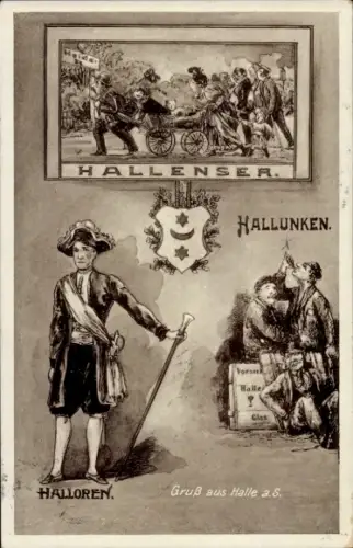 Ak Halle an der Saale, Hallenser, Halloren, Hallunken