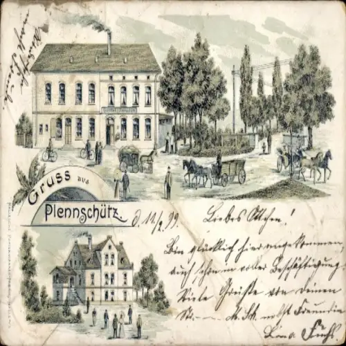 Litho Plennschütz Teuchern im Burgenlandkreis, Gasthof