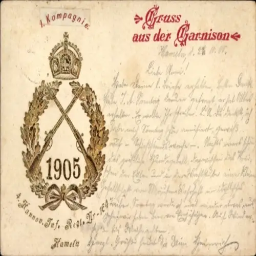 Ak Hameln an der Weser Niedersachsen, 4. Hannoversches Infanterie-Regiment Nr. 164, 1905