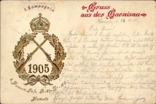Ak Hameln an der Weser Niedersachsen, 4. Hannoversches Infanterie-Regiment Nr. 164, 1905