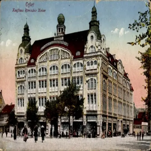Ak Erfurt in Thüringen, Kaufhaus Römischer Kaiser,  Architektur, farbenfroher Himmel
