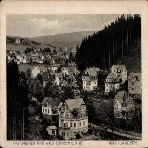 Ak Finsterbergen Friedrichroda im Thüringer Wald, Blick vom Oelberg, mehrere Häuser, Wald im Hint