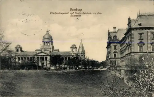 Ak Hamburg Mitte Altstadt, Berliner Bahnhof, Oberlandesgericht, Justiz-Gebäude, Bolstentor,  Arch