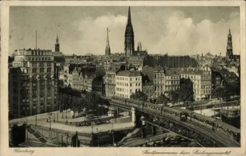 Ak Hamburg Mitte Altstadt, Stadtansicht von  Panorama, Rödingsmarkt,  Gebäude