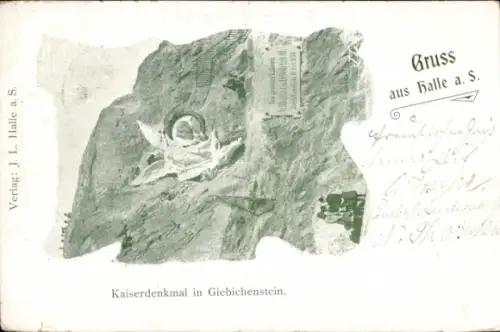 Ak Giebichenstein Halle an der Saale, Kaiserdenkmal, Giebichenstein, Verlag: J. L. Halle, Gruss a