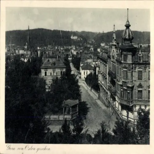 Ak Gera in Thüringen, Stadtansicht,  Gebäude, Bäume, Straße