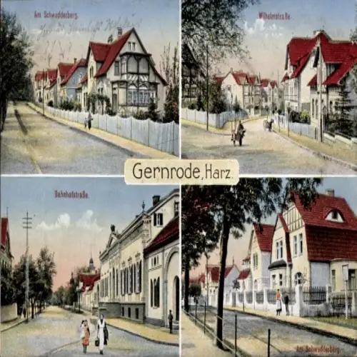 Ak Gernrode Quedlinburg im Harz, Am Schwedderberg, Bahnhofstraße, Wilhelmstraße