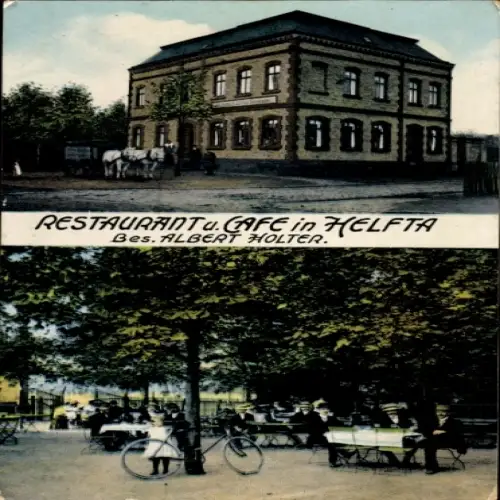Ak Helfta Lutherstadt Eisleben in Sachsen Anhalt, Restaurant Cafe in  Bes. Albert Holter,  Ansich