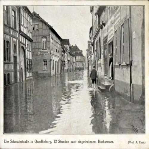 Ak Quedlinburg im Harz, Hochwasser der Bode 1925, Schmalestraße