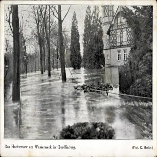 Ak Quedlinburg im Harz, Hochwasser der Bode 1925, am Wasserwerk
