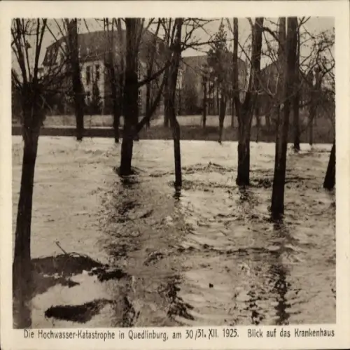 Ak Quedlinburg im Harz, Hochwasser 1925, Krankenhaus