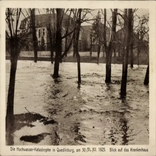 Ak Quedlinburg im Harz, Hochwasser 1925, Krankenhaus