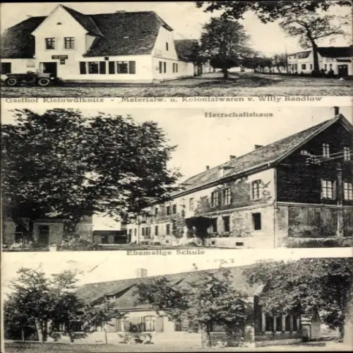 Ak Kleinwülknitz Köthen in Anhalt, Gasthof Kleinwülknitz, Kolonialwarenhandlung, Herrschaftshaus