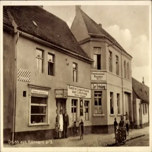 Ak Könnern im Salzlandkreis, Logierhaus zur Erholung, Gastwirtschaft, Fleischerei,  Inh. Otto Dippe