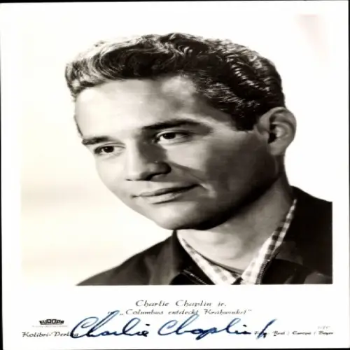 Ak Schauspieler Charlie Chaplin jr., Portrait, Autogramm