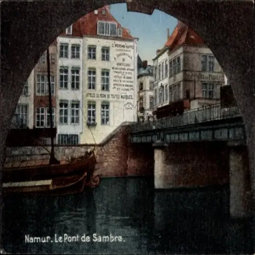 Ak Namur Wallonien,  Le Pont de Sambre, Architektur, Schiff, alte 