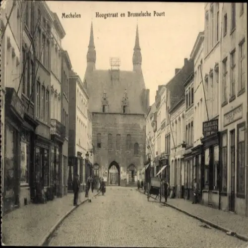 Ak Mechelen Mecheln Malines Flandern Antwerpen, Altstadt, Gebäude, Straße, Personen,  Architektur