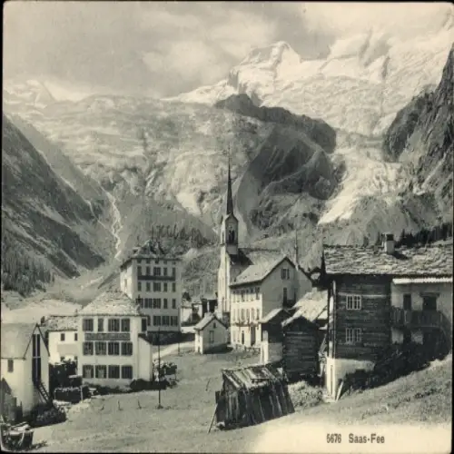 Ak Saas Fee Kanton Wallis, Teilansicht vom Dorf