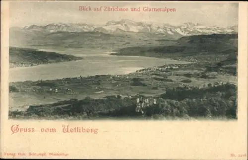 Ak Zürich Stadt Schweiz, Blick vom Uetliberg, Panorama, Zürichsee, Glarneralpen