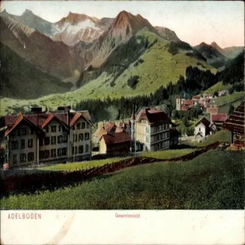 Ak Adelboden Kanton Bern Schweiz, Berglandschaft, Häuser,  Gesamtansicht