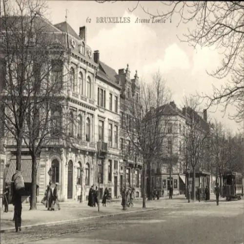 Ak Bruxelles Brüssel, Avenue Louise,  Gebäude, Fußgänger, Straßenbahn