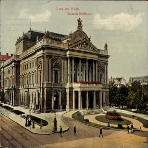 Ak Brno Brünn Südmähren, Deutsches Stadttheater