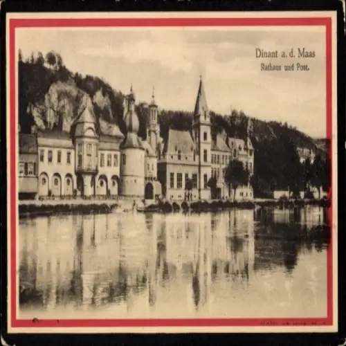 Ak Dinant Wallonien Namur, Historische Gebäude, Rathaus, Post, Maasfluss