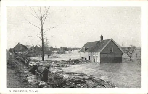 Ak Ridderkerk Südholland Niederlande, Molendijk, Hochwasser 1953