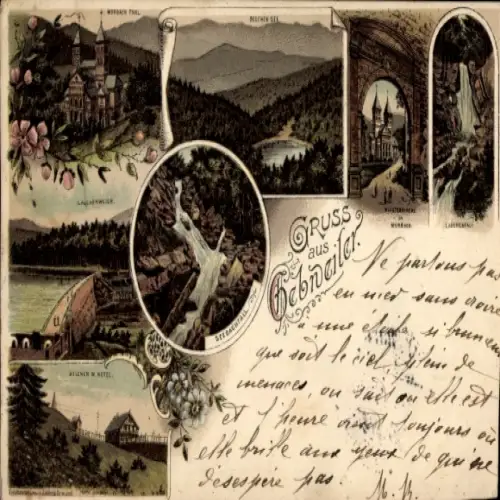 Litho Guebwiller Gebweiler Elsass Haut Rhin, Gesamtansicht