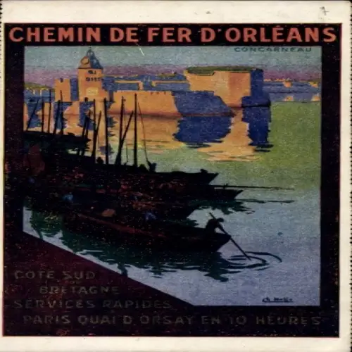 Künstler CPA Concarneau Finistère, Reklame, Chemin de fer d'Orleans