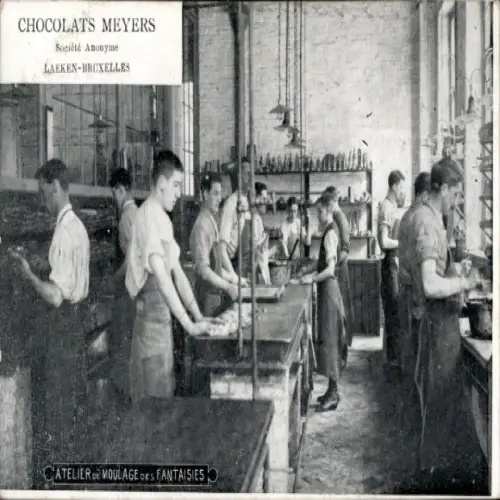 CPA Laeken Bruxelles Bruxelles, Chocolats Meyers, Atelier
