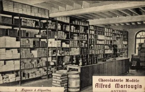 CPA Anvers Anvers Flandre, Chocolaterie Alfred Martougin, Magasin