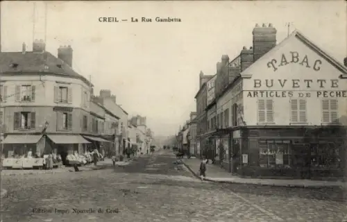 CPA Creil Oise, La Rue Gambetta, Tabac