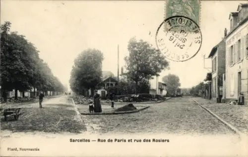 CPA Sarcelles Val d'Oise, Rue de Paris et Rue des Rosiers
