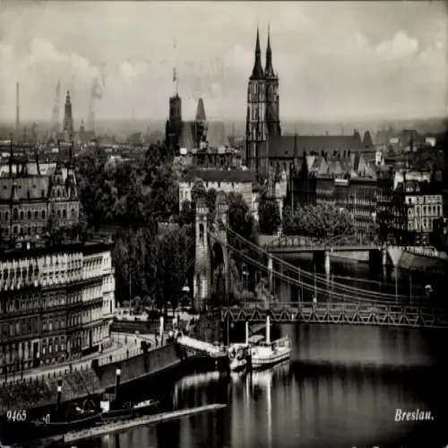 Ak Wrocław Breslau Schlesien, Stadtansicht