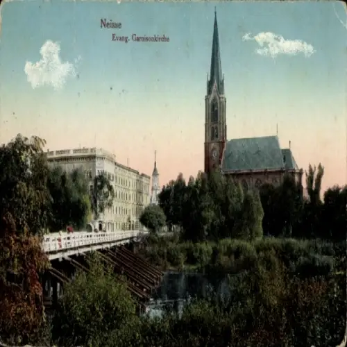 Ak Nysa Neisse Schlesien, Evangelische Garnisonkirche