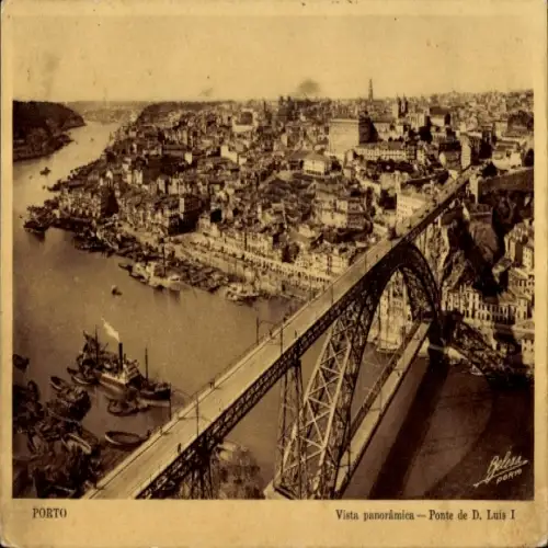 Ak Porto Portugal , Panoramaansicht der Stadt, Brücke von D. Luis I