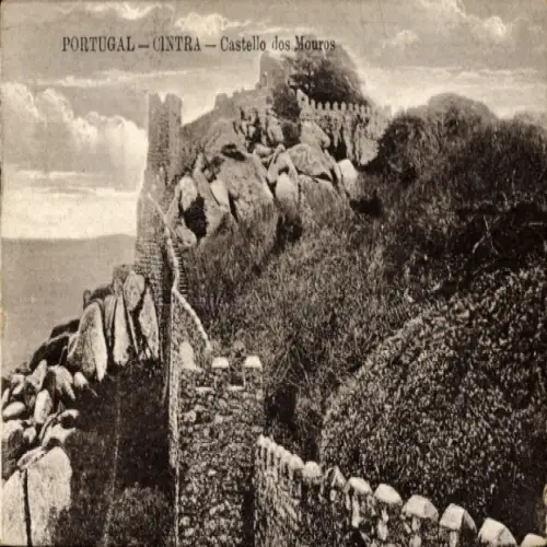 Ak Sintra Cintra Portugal, Castello dos Mouros,  Burganlage, gehäuft mit Steinen