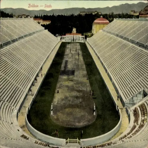 Ak Athen Griechenland, Das Stadion, Stadion, Blick von der Tribüne