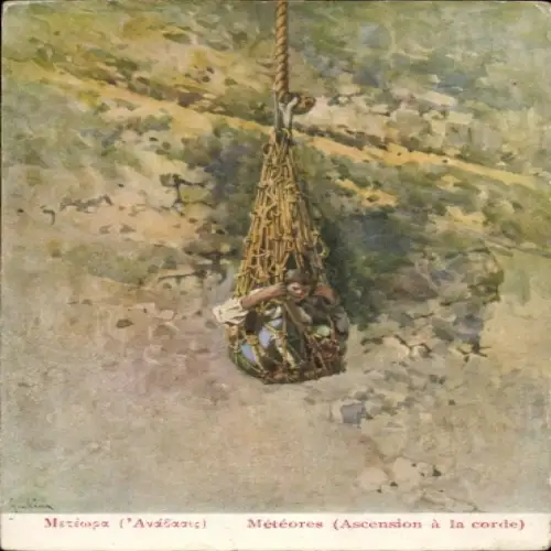 Ak Thessalien Griechenland, Meteora, Seilaufstieg