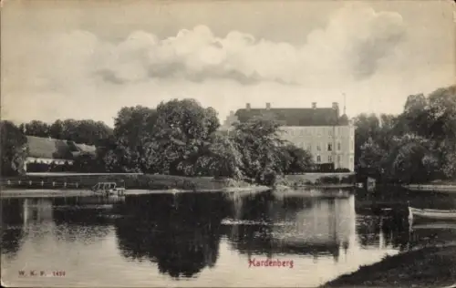 Ak Hardenberg Overijssel Niederlande,  Wasseransicht, große Gebäude, Bäume