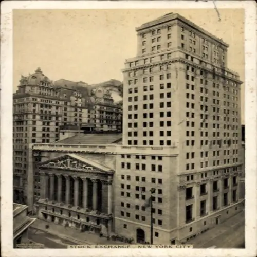 Ak New York City USA, Stock Exchange,  Architektur, gegründete 1792, Corinthian-Fassade