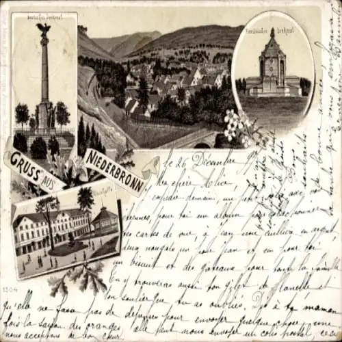 Litho Niederbronn les Bains Bad Niederbronn Elsass Bas Rhin, Denkmäler, Teilansicht, Panorama